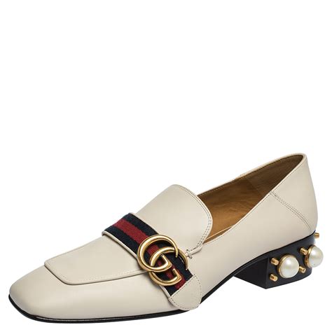 gucci leather loafers women's|gucci pearl heel loafer.